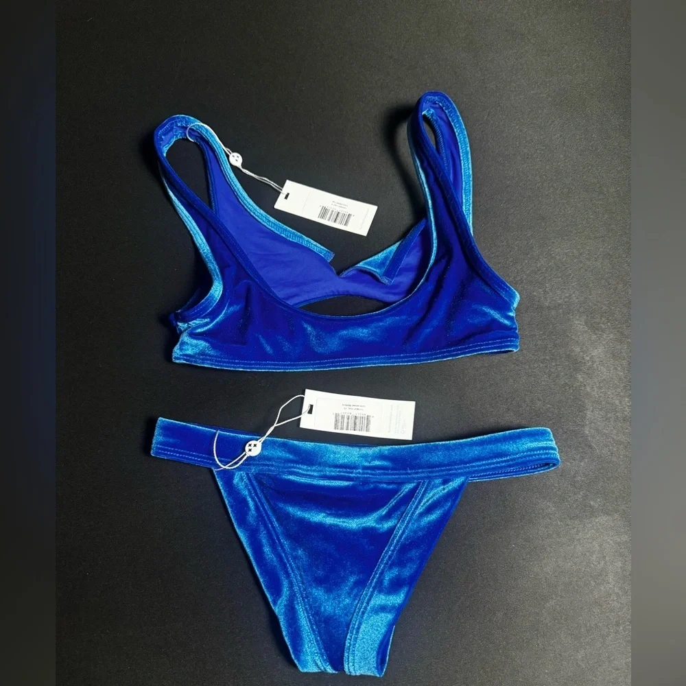 Frankie's Bikinis Cobalt Velvet Two-Piece Swim Set